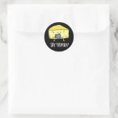 Sticker Rond Dites Homme amusant photographe Cheese Pun Dark BG (Sac)