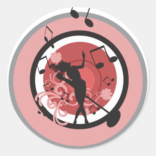 Sticker Rond diva de la musique vectoriel (Devant)