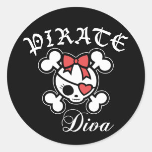 Sticker Rond Diva de pirate
