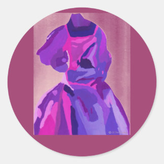 Sticker Rond Diva Fashionista En Bleu