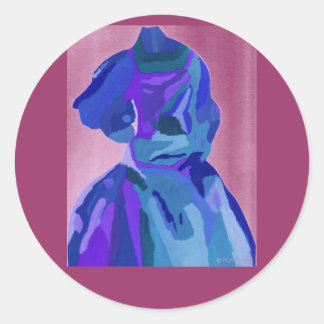 Sticker Rond Diva Fashionista En Bleu I