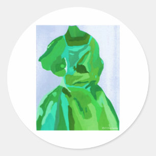 Sticker Rond Diva Fashionista En Été