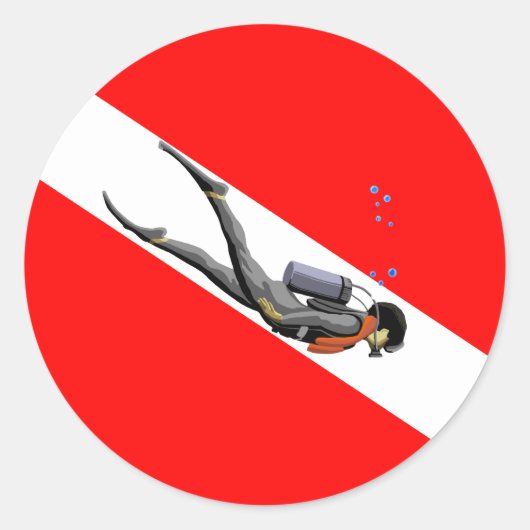 Sticker Rond Diver Et Drapeau (Devant)