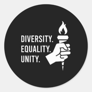 Sticker Rond Diversité. Égalité. Unité. Une féministe