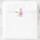 Sticker Rond Divine manchot rose (Sac)