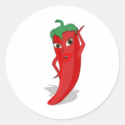 Sticker Rond Divine Piment Rouge Chaud (Devant)