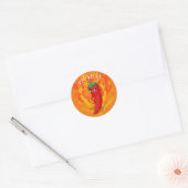 Sticker Rond Divine Piment Rouge Feu Flammes (Enveloppe)