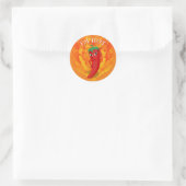 Sticker Rond Divine Piment Rouge Feu Flammes (Sac)