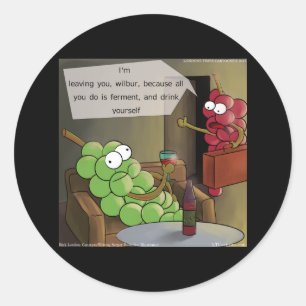 Sticker Rond Divorces aux raisins drôles