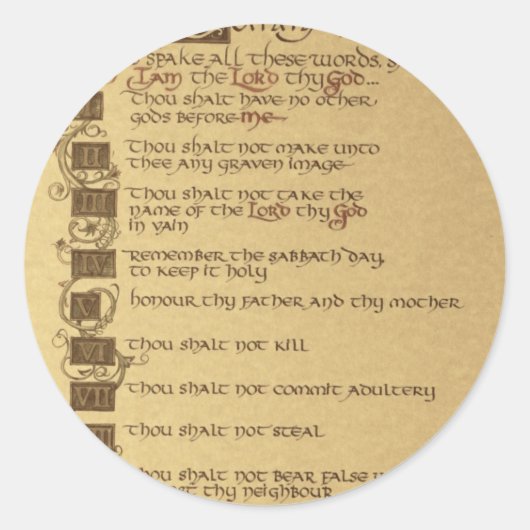 Sticker Rond dix commandements (Devant)