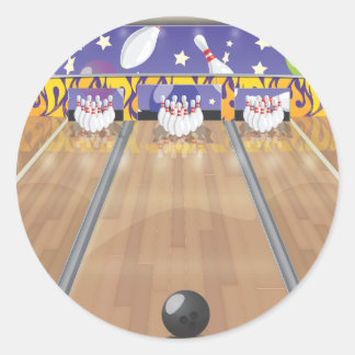 Sticker Rond Dix Épingles De Bowling