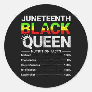 Sticker Rond Dix-neuvième Reine noire Faits nutritionnels Afro