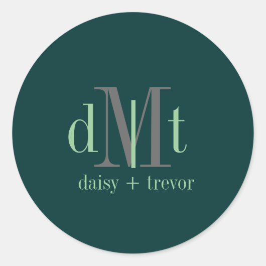 Sticker Rond DIYcolor Chasseur vert+Graphite+Monogramme de ment (Devant)