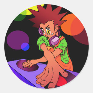 Sticker Rond Dj Anime Jr.