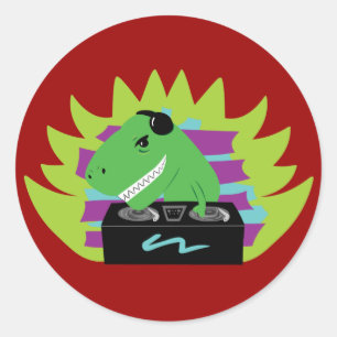 Sticker Rond Dj-asaurus Rex