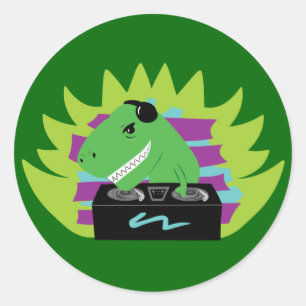 Sticker Rond Dj-asaurus Rex