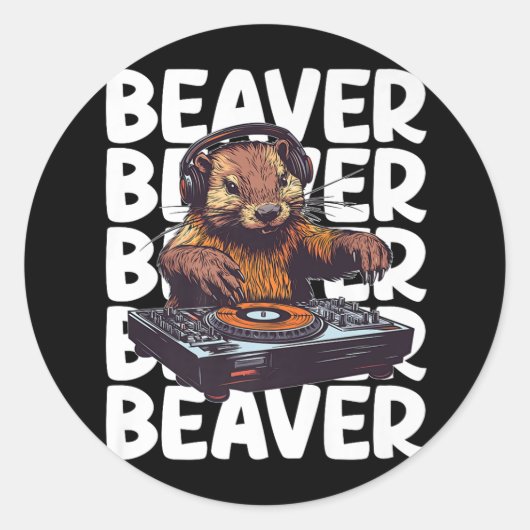 Sticker Rond DJ Beaver Lover (Devant)