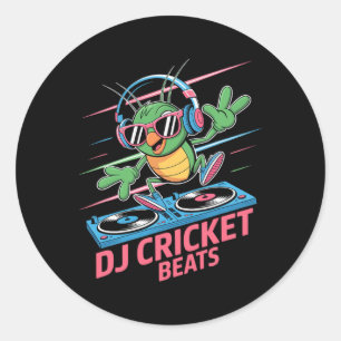 Sticker Rond Dj Cricket Rythmes Groovy Musique Amusante