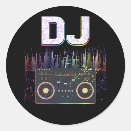 Sticker Rond Dj Music Lover Music Player Sound Cool (Devant)