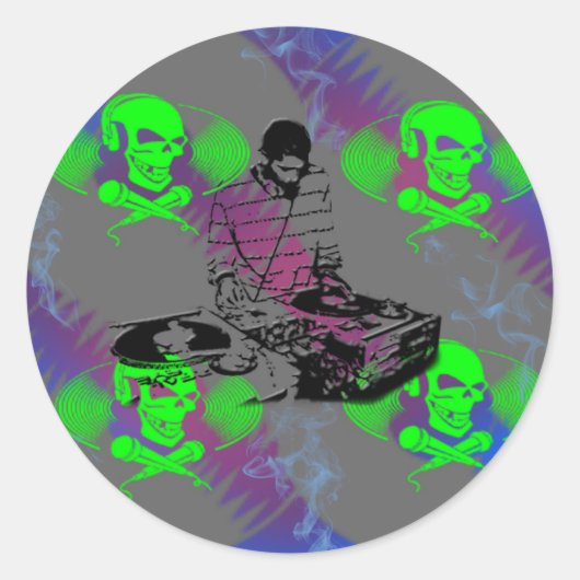 Sticker Rond DJ Vinyl Spinner (Devant)