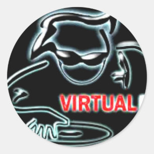 Sticker Rond dj virtuel gros