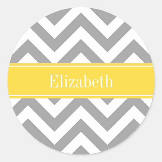 Sticker Rond Dk Gray White LG Chevron Pineapple Nom monogram (Devant)