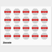 Sticker Rond Dk Gray White LG Chevron Red Name monogram (Feuille)