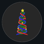 Sticker Rond DNA Helix Christmas Tree Life Science Biologie<br><div class="desc">DNA Helix Christmas Tree Life Science Biologie</div>