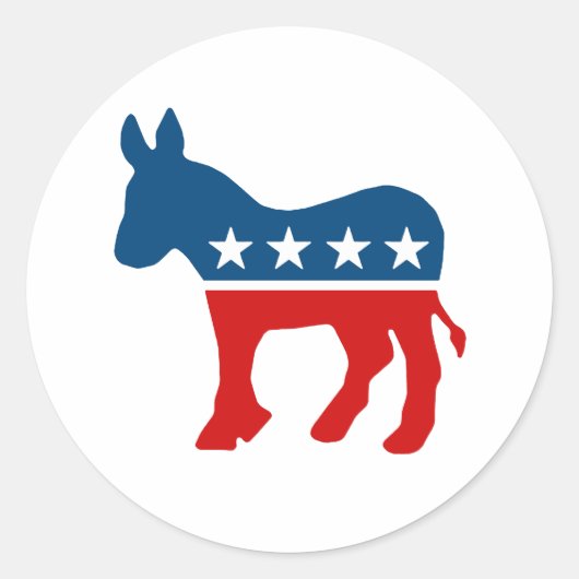 STICKER ROND DNC - DÉMOCRATE - DONKEY (Devant)