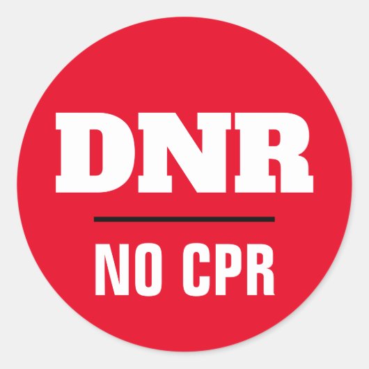 Sticker Rond DNR No CPR avertissement médical (Devant)