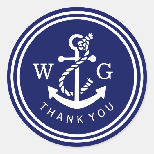 Sticker Rond do-it-yourself Ancre Monogramme Mariage Phoques Fa (Devant)