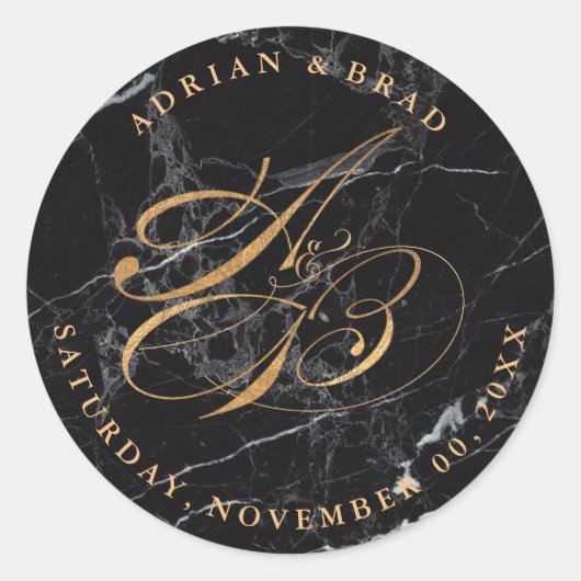 Sticker Rond do-it-yourself Faux Gold Calligraphy Monogrammes/M (Devant)