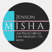 Sticker Rond do-it-yourself nom et adresse / Bleu clair, noir e (Devant)