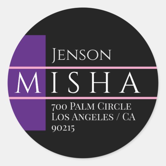 Sticker Rond do-it-yourself nom et adresse / Royal Purple, Blac (Devant)