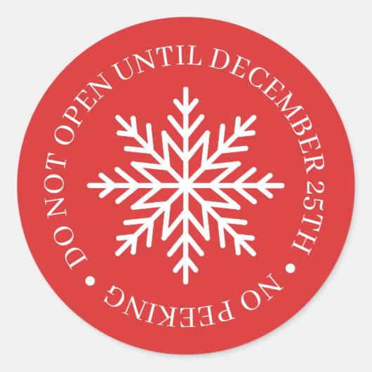Sticker Rond Do Not Open Until Christmas Red (Devant)