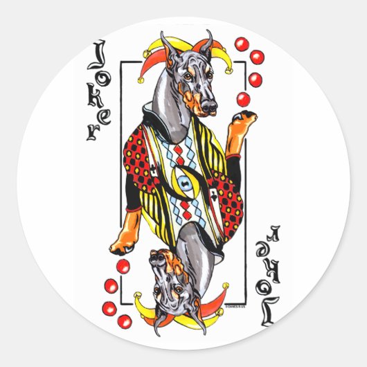 Sticker Rond Doberman Black Joker (Devant)