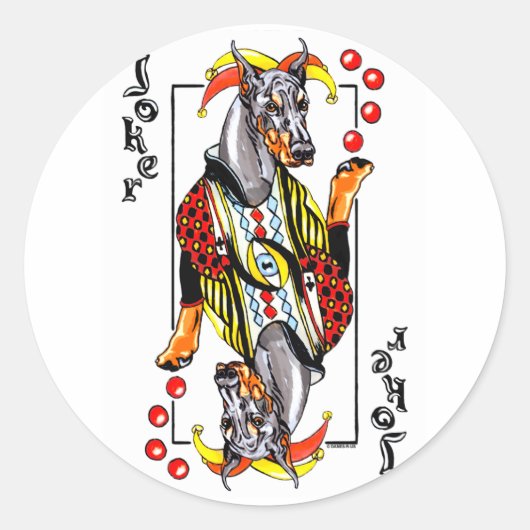 Sticker Rond Doberman Black Joker (Devant)