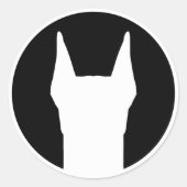 Sticker Rond Doberman Blanc Noir (Devant)