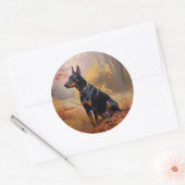 Sticker Rond Doberman en automne Feuilles automne Inspire (Enveloppe)