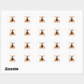 Sticker Rond Doberman Hallothanksmas Halloween heureux (Feuille)