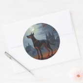 Sticker Rond Doberman Halloween effraie (Enveloppe)