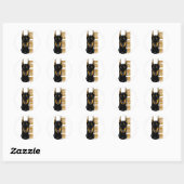Sticker Rond Doberman Head, Black Dobes Rule (Feuille)