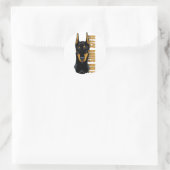 Sticker Rond Doberman Head, Black Dobes Rule (Sac)
