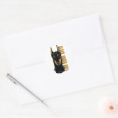 Sticker Rond Doberman Head, Black Dobes Rule (Enveloppe)
