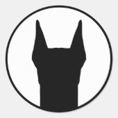 Sticker Rond Doberman noir sur blanc (Devant)