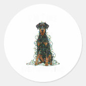 Sticker Rond Doberman Nscher Christmas I'm Fine Everything Is F (Devant)
