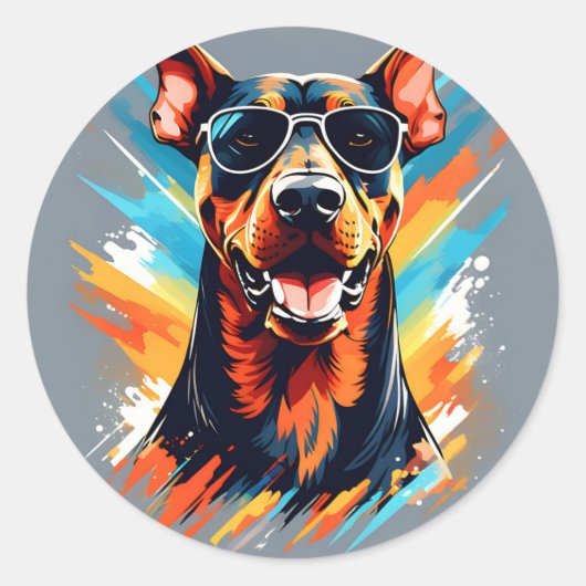 Sticker Rond Doberman Pinscher (Devant)