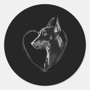 Sticker Rond Doberman Pinscher