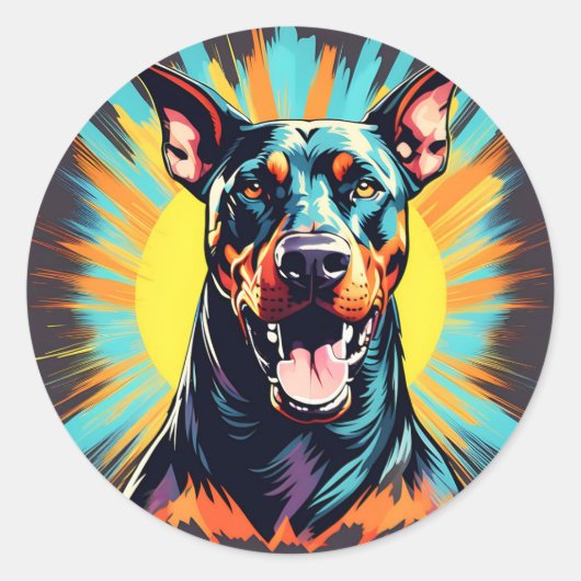 Sticker Rond Doberman Pinscher (Devant)