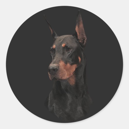 Sticker Rond Doberman Pinscher (Devant)